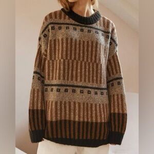 Knotty Ones Ethno Brown Alpaca Wool Sweater